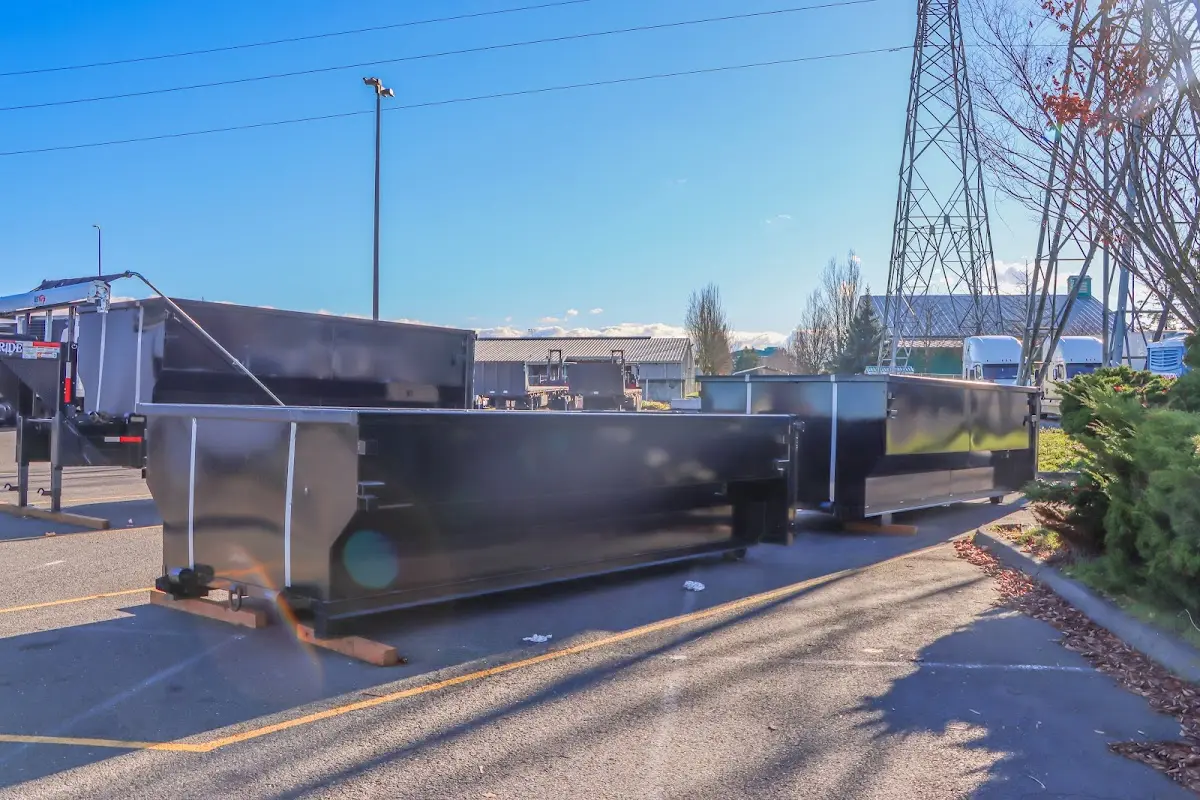 Roll-off dumpster ready for waste disposal at job site for Construction Dumpster Rental in Hughson